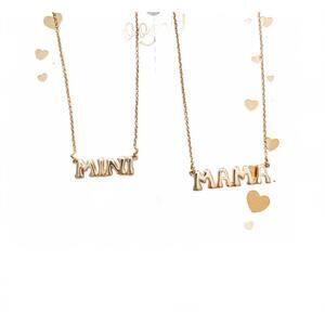 NEW WHITE LABEL women's mama & mini necklace set in gold